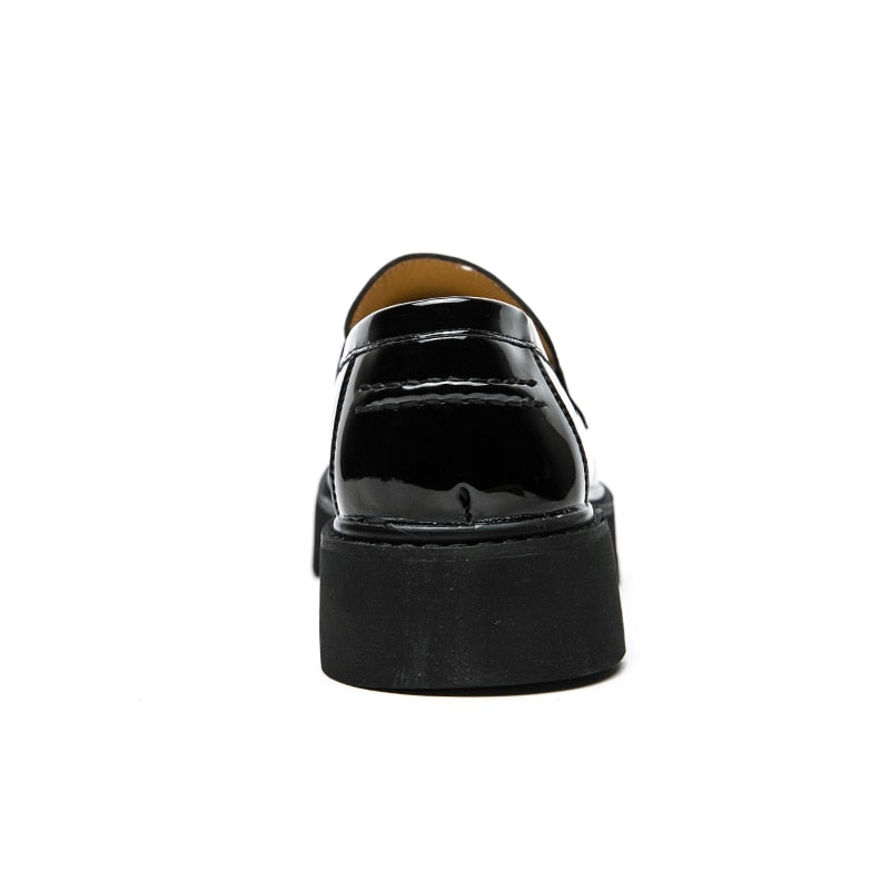 Black Chunky Breathable Slip-On Dress Shoes Style 2