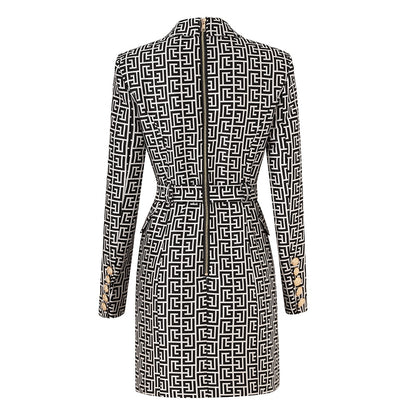 Fashion Geometric Pattern Slim Blazer Dress