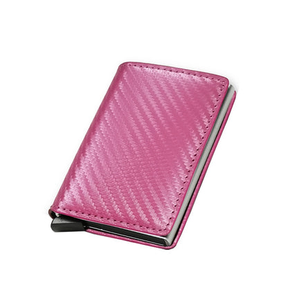 Slim Mini Trifold Leather Carbon Fiber Card Holder for Men (Customizable with Name)