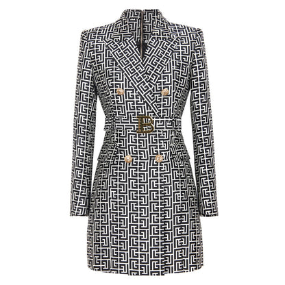 Fashion Geometric Pattern Slim Blazer Dress