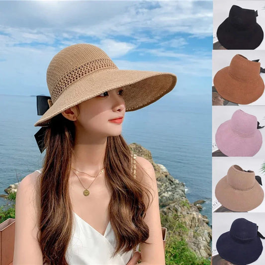 Breathable Hollow Foldable Big Brim Sun-proof Beach Cap