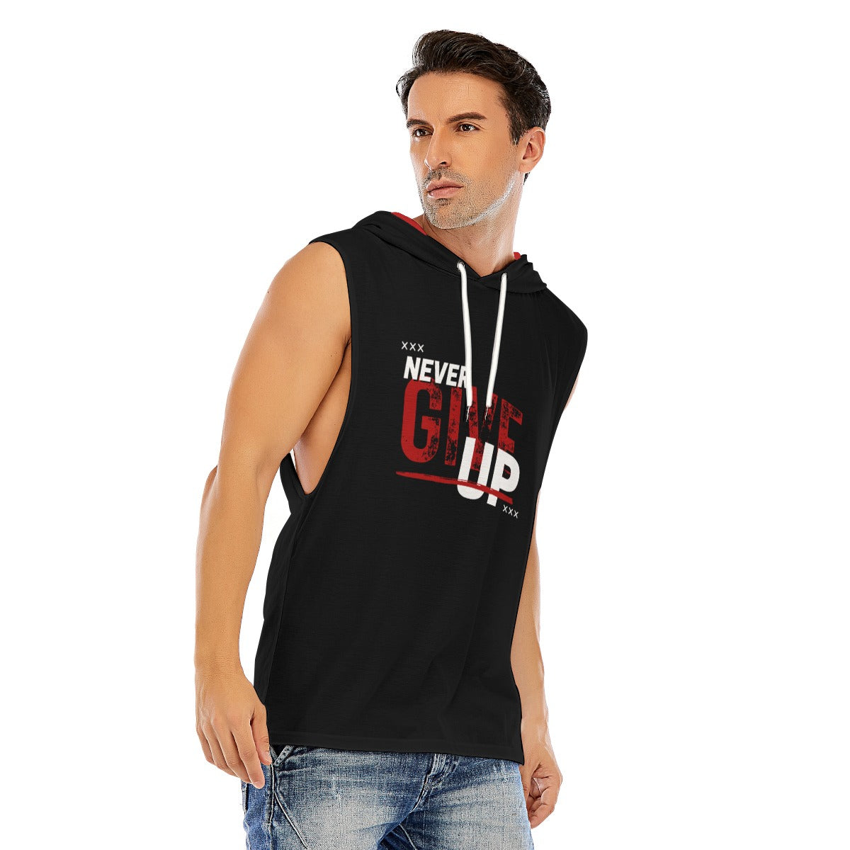 Never Give Up Sleeveless Pullover Hoodie