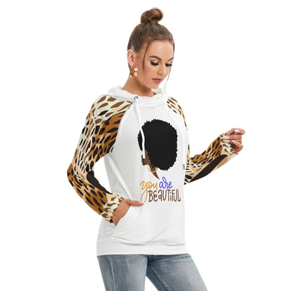 You R Beautiful - Hoodie With Double Hood -  Leopard Sleeves