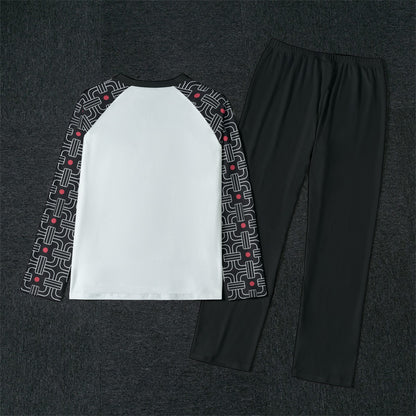 Black Toghu Raglan Sleeve Pajamas With Wide Ankles