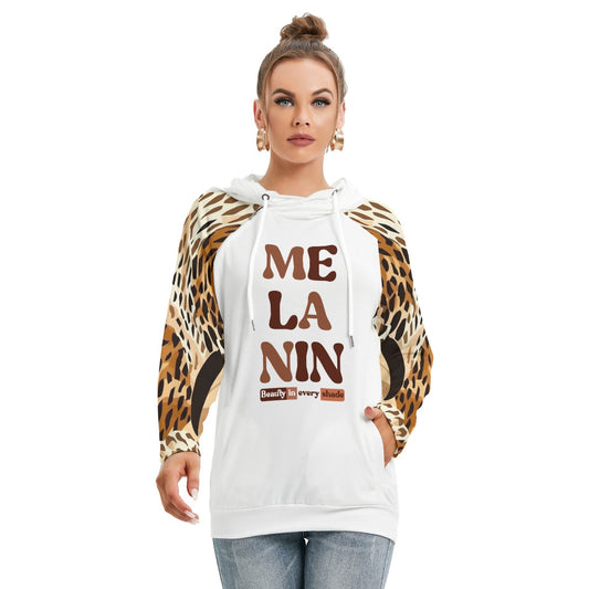 Melanin Hoodie With Double Hood - Leopard Sleeves