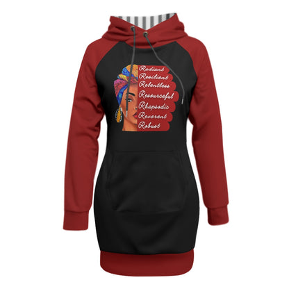 7 R's Women's Pullover Hoodie With Raglan Sleeve - Black