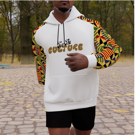 For The Culture Men's Kente Heavy Fleece Raglan Hoodie - White