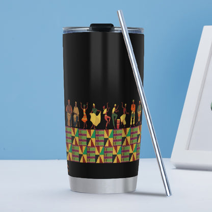 Kente Ring Tumbler 20oz (with Straw) - Black