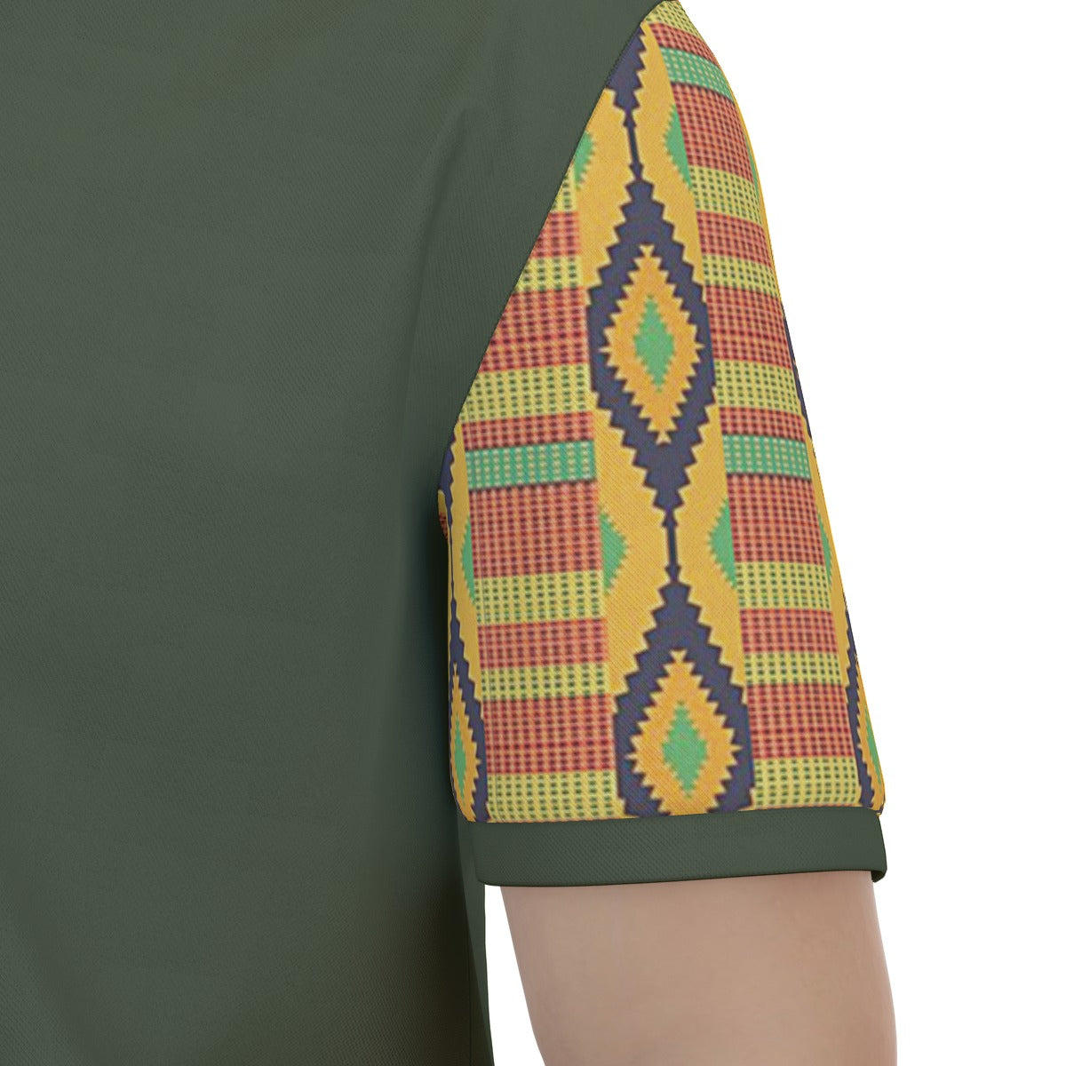 Kente Sleeves Men's Polo Shirt with  Zipper