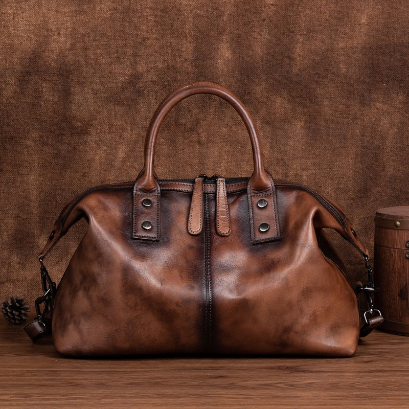 Hand Painted Luxury Genuine Cowhide Leather hand Bag