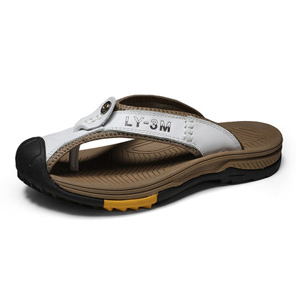 Genuine Leather Mens Flip Flop Anti-slip Sandals