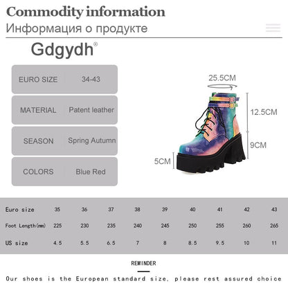 Fashion Colorful Platform Chunky Heels Ankle Boot