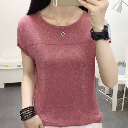 Short Sleeve Knitted Tops