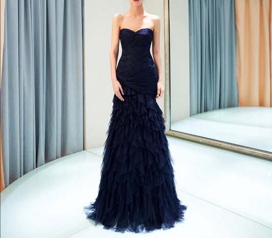 Elegant Sweetheart Long Formal Dubai Ruffle Gown