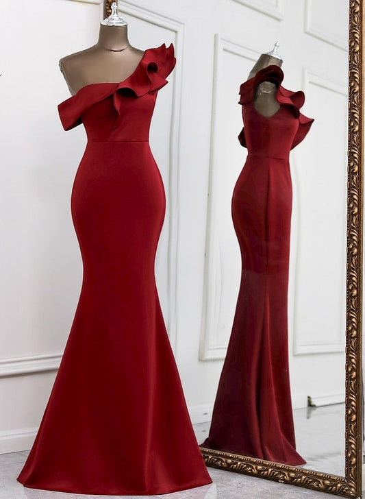 Sexy mermaid one shoulder formal party dress