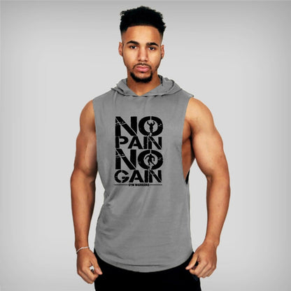 No Pain No Gain Bodybuilding Hooded Tank Top