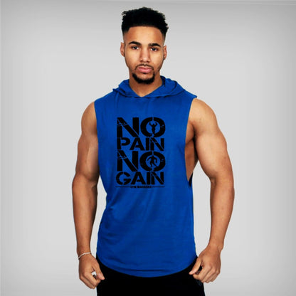 No Pain No Gain Bodybuilding Hooded Tank Top