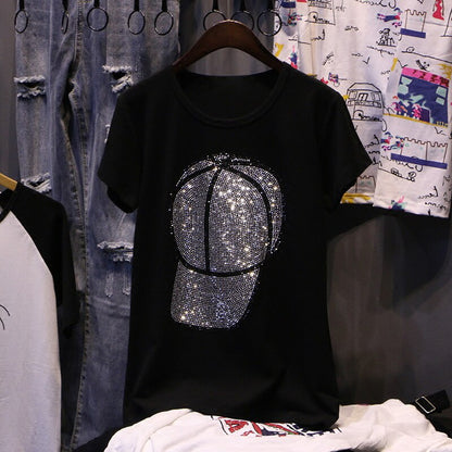 New Fashion Loose Diamond Hat Tee