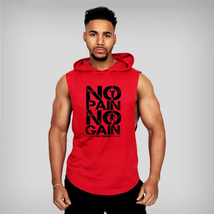 No Pain No Gain Bodybuilding Hooded Tank Top