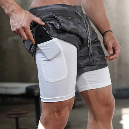 Camo Double-deck Quick Dry Running Shorts