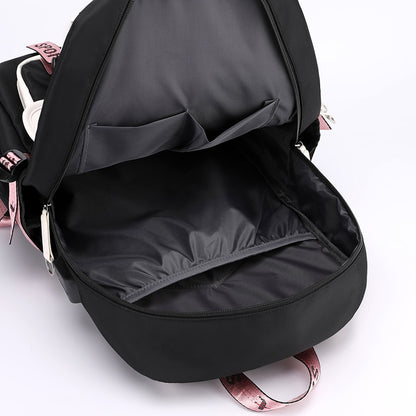 Large Canvas School Backpack for Teenage Girls  with USB Port