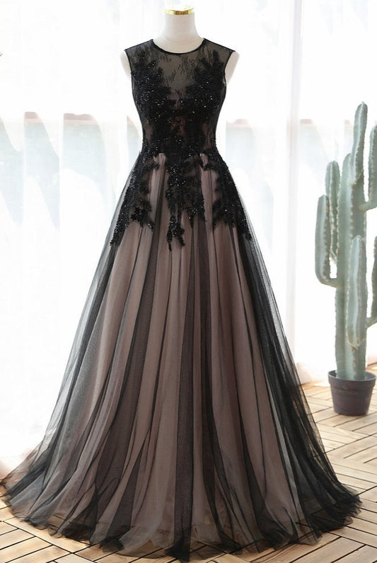 Elegant Sexy black Appliques style Evening dress