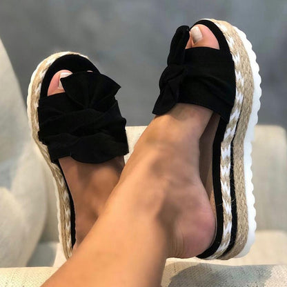 Slippers Women Sandals Platform Sandals Shoes Women Bow 2022 Summer Sandals Slipper Indoor Outdoor Flip-flops Beach Shoes Female