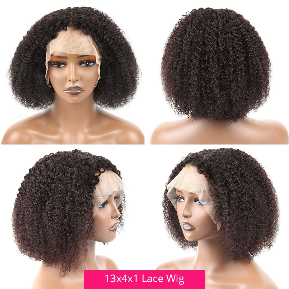 200% density Afro Kinky Curly bob Human Hair Wig