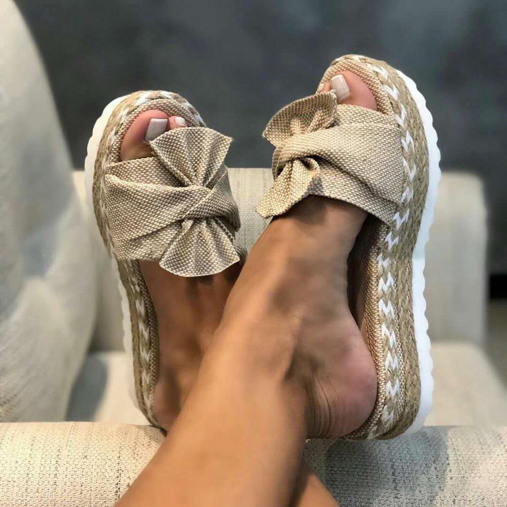 Slippers Women Sandals Platform Sandals Shoes Women Bow 2022 Summer Sandals Slipper Indoor Outdoor Flip-flops Beach Shoes Female