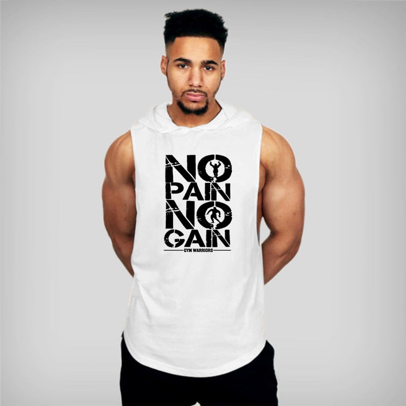 No Pain No Gain Bodybuilding Hooded Tank Top