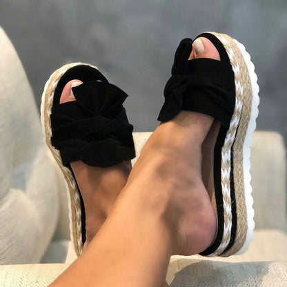 Slippers Women Sandals Platform Sandals Shoes Women Bow 2022 Summer Sandals Slipper Indoor Outdoor Flip-flops Beach Shoes Female