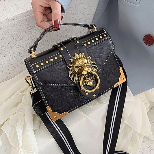 Luxury Metal Lion Head Brand Shoulder Fashion Handbags