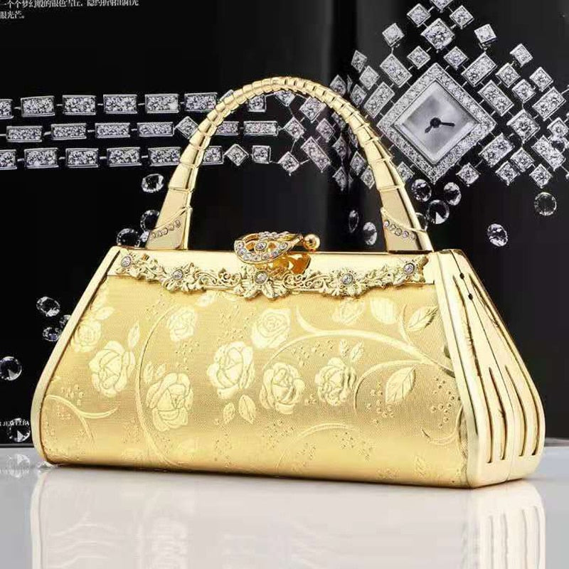 Luxury Diamonds Metal Small Day Clutch Party Purse