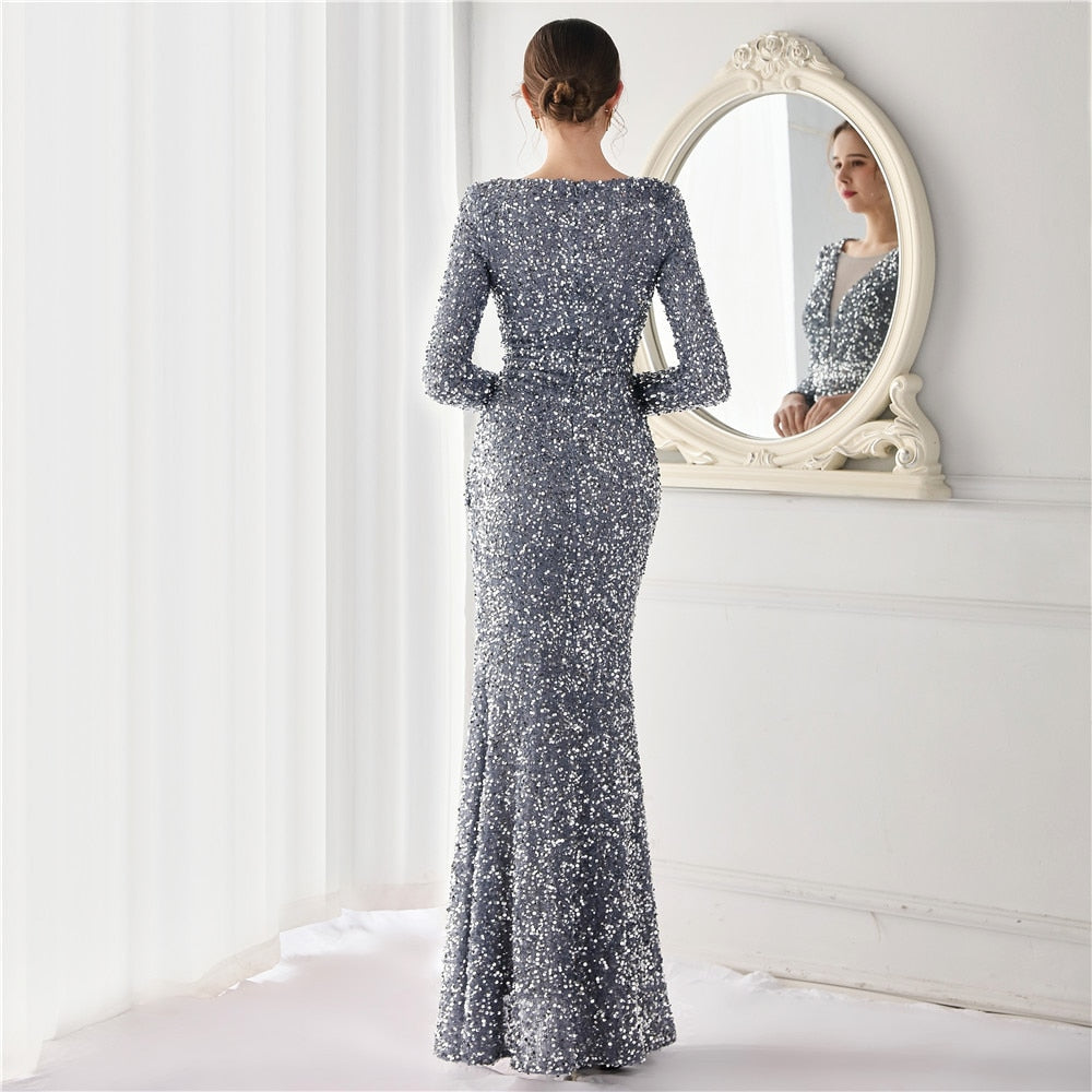 Elegant Mermaid Deep V Neck Evening Dress