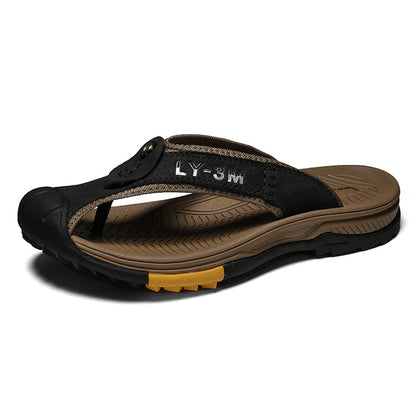 Genuine Leather Mens Flip Flop Anti-slip Sandals