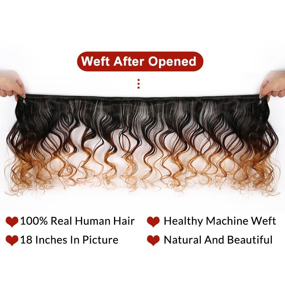 T1B430 Peruvian Loose Wave Human Hair Bundles with Closure