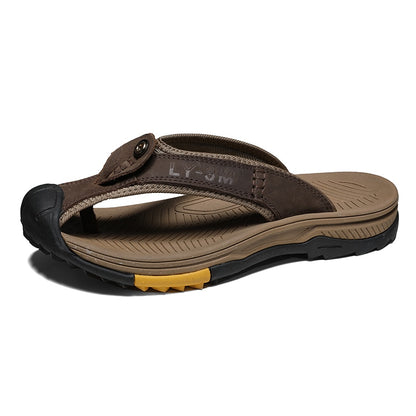 Genuine Leather Mens Flip Flop Anti-slip Sandals