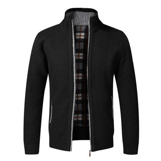 Warm Slim Fit Knitted Fleece Zipper Cardigan