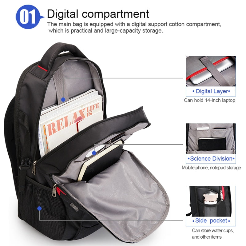 Teen 14 Inch Waterproof Laptop Backpacks Nylon 29L Casual Shoulder Bagpack