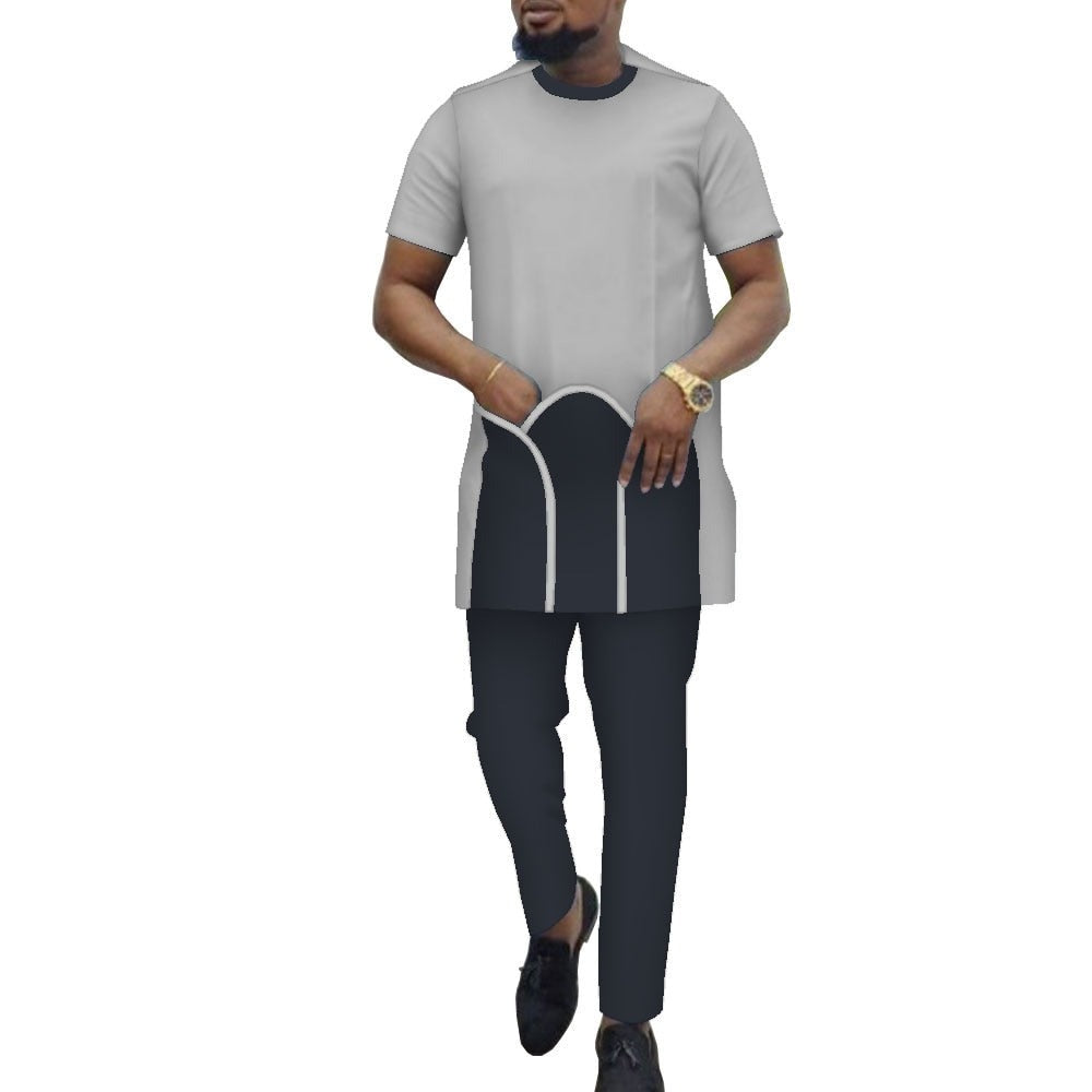 2 Piece Senator Shirt & Trousers Patchwork Casual African Set