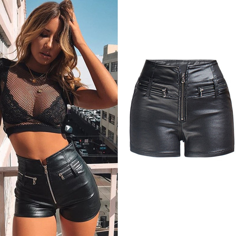 High Waist Pu Leather Shorts