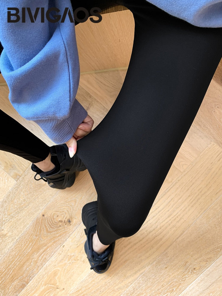 Black Thin Sharkskin Leggings