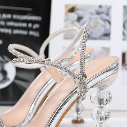 9.5cm High Heels Shiny Rhinestone Sandal