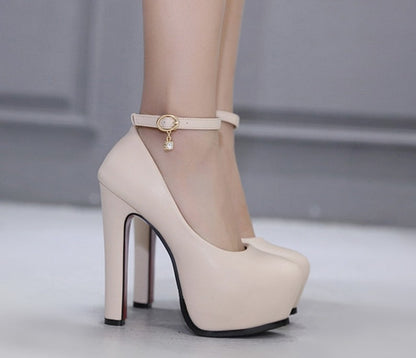 Platform Adjustable Strap Closed Toe Heeled Shoes