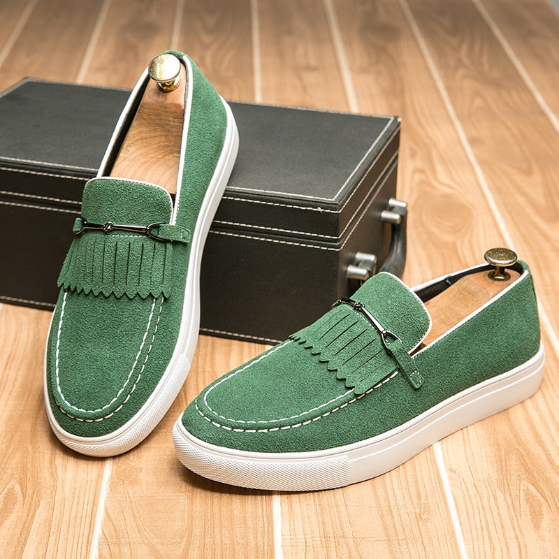 Vulcanize Solid Slip on Loafers for Men