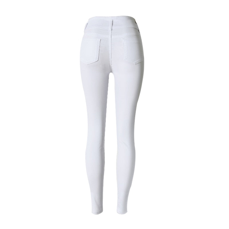 High Waist White Skinny Jeans