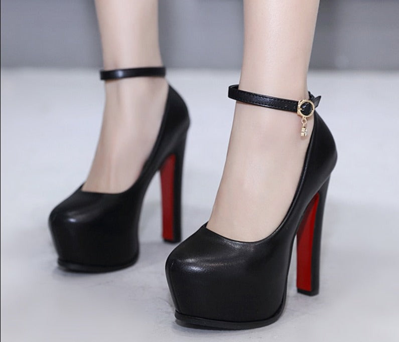 Platform Adjustable Strap Closed Toe Heeled Shoes