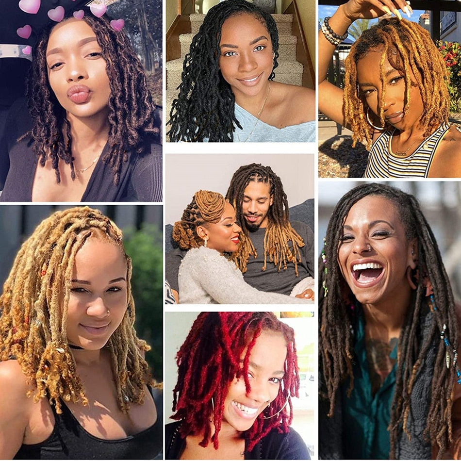 10 and 60 Strands Handmade Dreadlocks 100% Human Hair Crochet Extensions For Men and Women