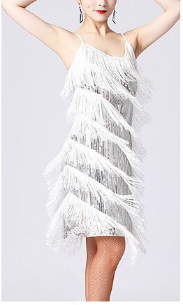 Sexy Tassel  Latin Tiered Fringe Flapper Dress