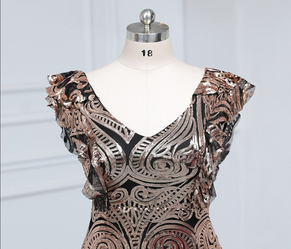 Plus size Elegant sequin pattern style Evening dress